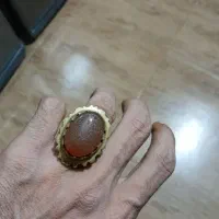 انگشتر نقره سنگین با نگین عقیق یمن خطی