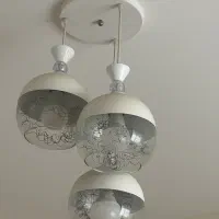 ست لوستر سه شاخه و لوستر تک شاخه سفید