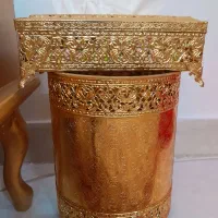 سطل وجعبه دستمال کاغذی طلایی