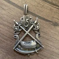 پلاک تمام نقره کشکول تبرزین