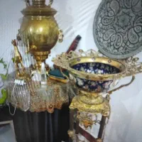 سه قلبم جنس مسی سماور میوه خوری و سینی مسی