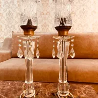 شمعدان پایه برنز حباب کریستال خورشیدی