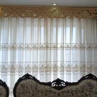 پرده حریر تور کاملا نو با زیر پرده ای و کتیبه