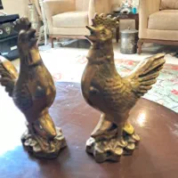 دو عدد خروس بزرگ وسنگین برنجی برنجی قد۲۸