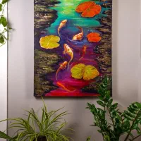 تابلو نقاشی مدرن دست‌ساز ماهی کوی