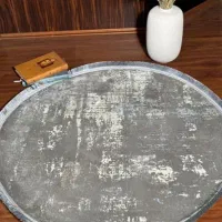فرش پتینه گرد طوسی ترک