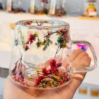 لیوان دوجداره گلدار