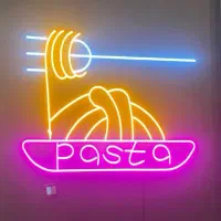تابلو نئون نوشته pasta مخصوص رستوران و کافی شاپ