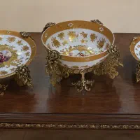 سرویس چینی برنزی پذیرایی ۳ تیکه طرح کلاسیک و لوکس