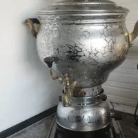 سماور زغالی و رو گازی مسی و سماور استیل ده لیتری