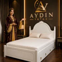 تخت و سرویس خواب چوبی پاشا همراه با کفی