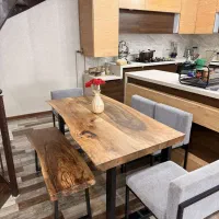 میز غذا خوری ترکیب چوب و فلز ،تمام چوب و اسلب