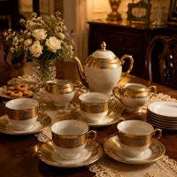 دو سرویس چایخوری ۱۷ پارچه ایتالیایی آکبند ۱۲ نفره