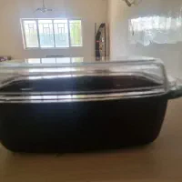 مایه تابه مخصوص ماهی با درب نشکن پیرکس کاملا نو