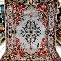 سه متری عشایری قشقایی طوسی ترنج دار گل ابریشم