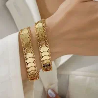 دستبندطرح جواهری زنانه مدل سکه ای رنگ ثابت