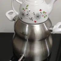 کتری استیل قوری چینی ۴ لتیری
