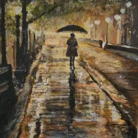 نقاشی دختری در پاییز