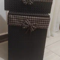 باکس وسطل وجا دستمال چوبی چرم در حد