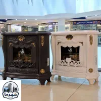 بخاری شومینه 36000استیل خزر بزرگ سفید مشکی گارانتی