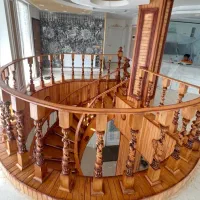 نرده پله استیل و چوبی