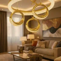 لوستر مدرن وارداتی حلقه برفی طلایی