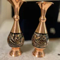 یک جفت گلدان مسی