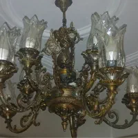 لوستر برنجی ۵ شاخه ۱۰ شعله