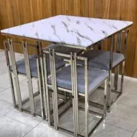 میز صندلی فلزی ناهارخوری کمجا ۴ نفره کافه ای