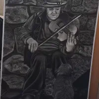 نقاشی سیاه قلم سایز ۵۰ در ۷۰