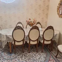 سرویس مبلمان چوب گردو ۹ نفره و میز غذاخوری ۱۰ نفره