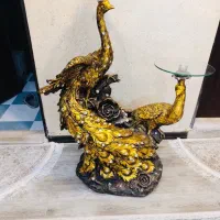 استند(پایه) طاوس سفالی دو طبقه طلایی