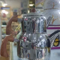 کتری قوری دسته بغل طرح چوب استیل