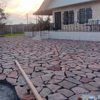 اجرای محوطه سازی  سنگ مالون واش بتن سیمان کاری