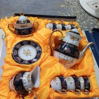 ست چایخوری سورمه ای طلایی نو