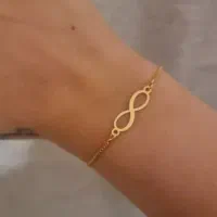 دستبند پلاک طلا بی نهایت بند استیل
