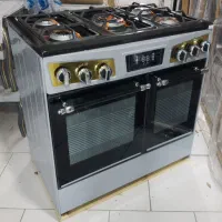 اجاق گاز طرح فر فلزی و چوبی صفحه،لعابی استیل شیشه