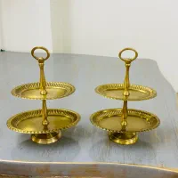 خرماخوری باقلوا خوری برنجی هندی جهیزیه دوطبقه نو