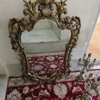 آینه و شمعدان برنزی  سالم در حد نو
