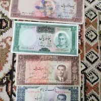 چهار قطعه اسکناس محمدرضاشاهی قدیم هر قطعه سه میلیو