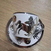 ست فنجون نلبکی شیک و نقره ای