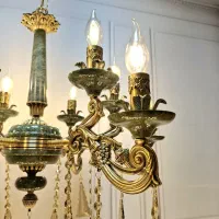 لوسترسبزسنگی نئوکلاسیک دایکاستی 5شاخه 10شعله برنجی