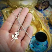 زنجیر و پلاک گردنی استیل طرح گل