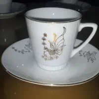 قهوه خوری چینی و زیر لیوانی بامبو