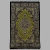 ذرع‌ونیم تمام ابریشم سبز زیتونی-مشکی قم