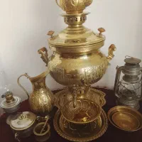 دوعددقابلمه وپارچ مسی ویروس سماور زغالی با میزخاطر