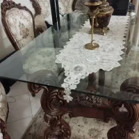 مبل استیل 7 نفره همراه با میز ناهار خوری 8 نفره