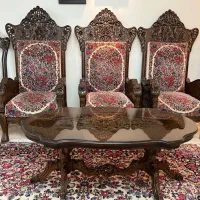 مبل و میز نهار خوری سلطنتی آنتیک دستباف کرمان
