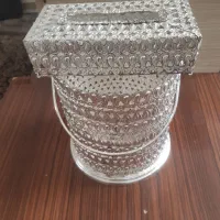 ست سطل آشغال با دستمال کاغذی سلیور نو