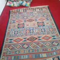 فرش سورمه ای ۴ متری قالیچه کرم ۱ متری